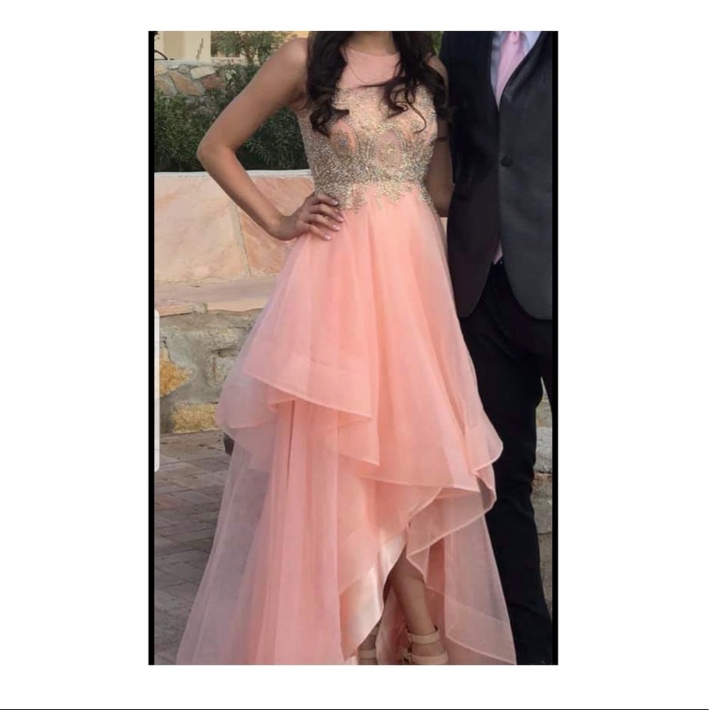 Coral High Low Prom Dress